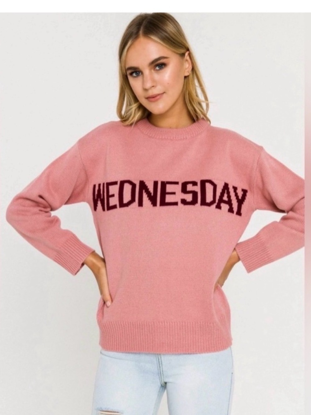 English Factory Pink 'Wednesday' Crewneck Sweater